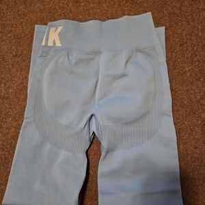 Pink Active High-waisted Seamless Leggings Powder Blue Size Small Waist Pocket